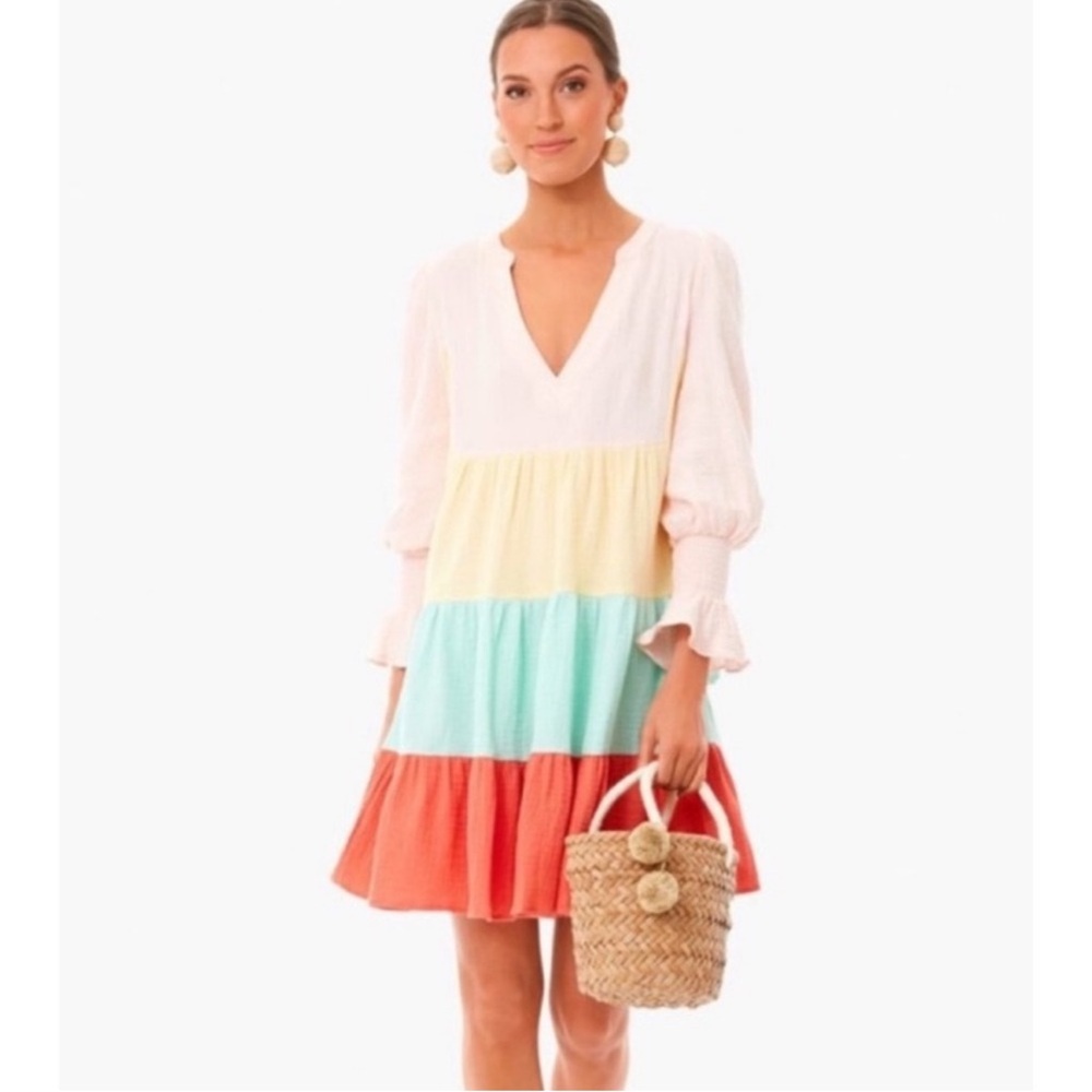 POMANDER PLACE Ladies Color block Long Sleeve Cotton Poplin Kenzo Dress Large